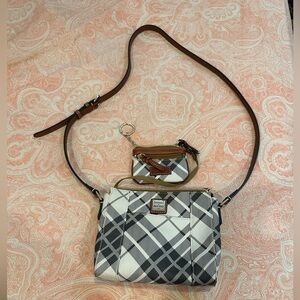 Dooney & Bourke Black, gray and White Plaid Crossbody Bag with matching wallet